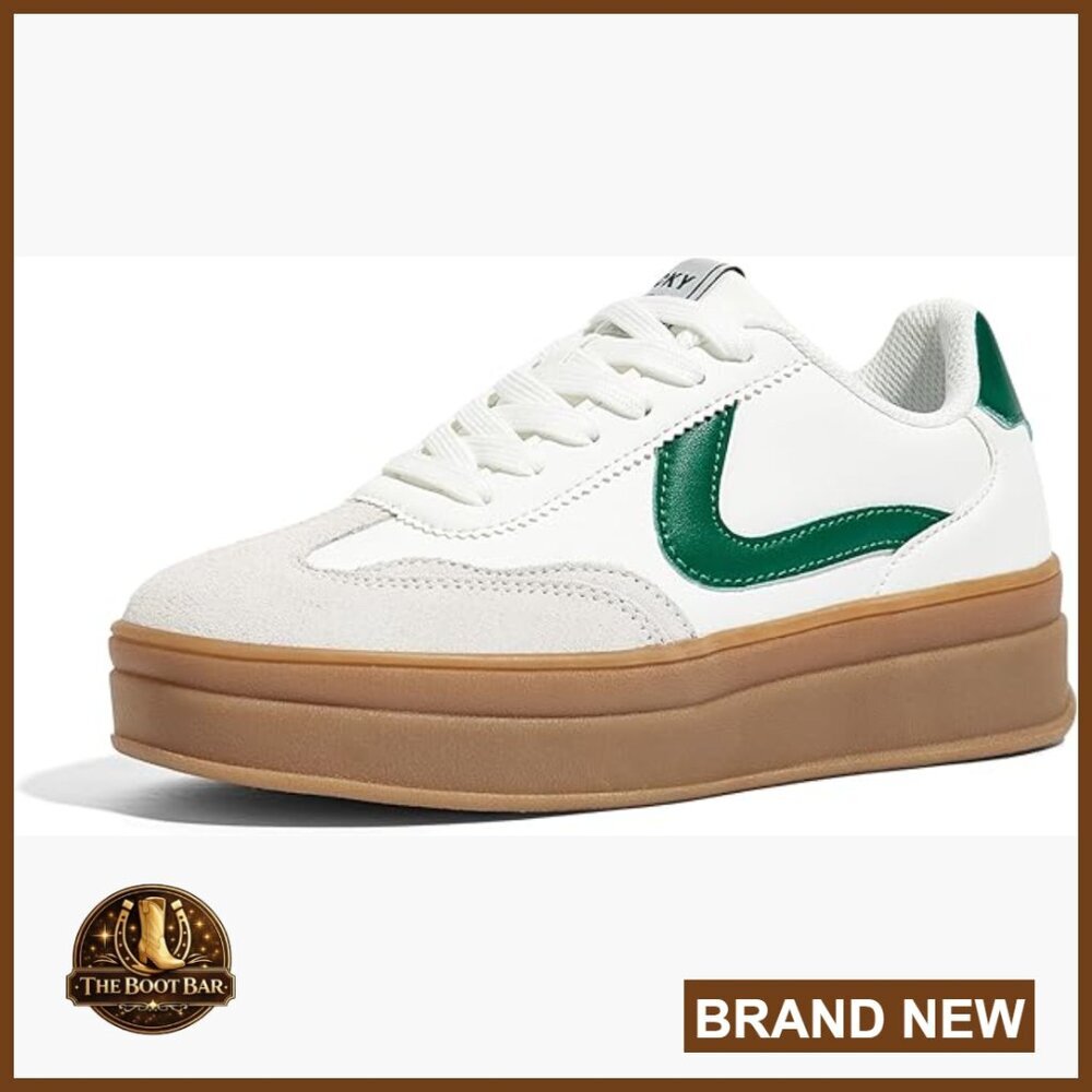 Platform Sneakers Retro Style Comfortable Walking Shoes Thick Sole Tennis